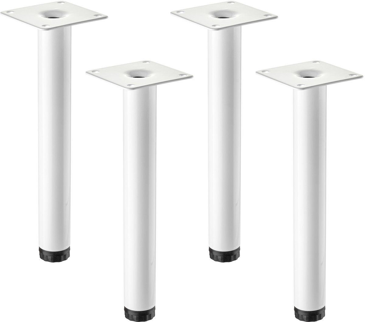 4 SOTECH meubelpoten LIMA Hoogte 200 mm, Ø 25 mm In hoogte verstelbaar 10 mm wit mat Pootjes voor vitrinekast Sokkelvoeten Kastvoeten