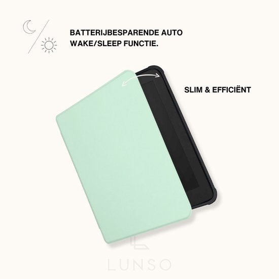 Lunso Geschikt voor Kobo Libra Colour hoes (7 inch) - sleepcover - Lichtgroen van Lunso — afbeelding 4