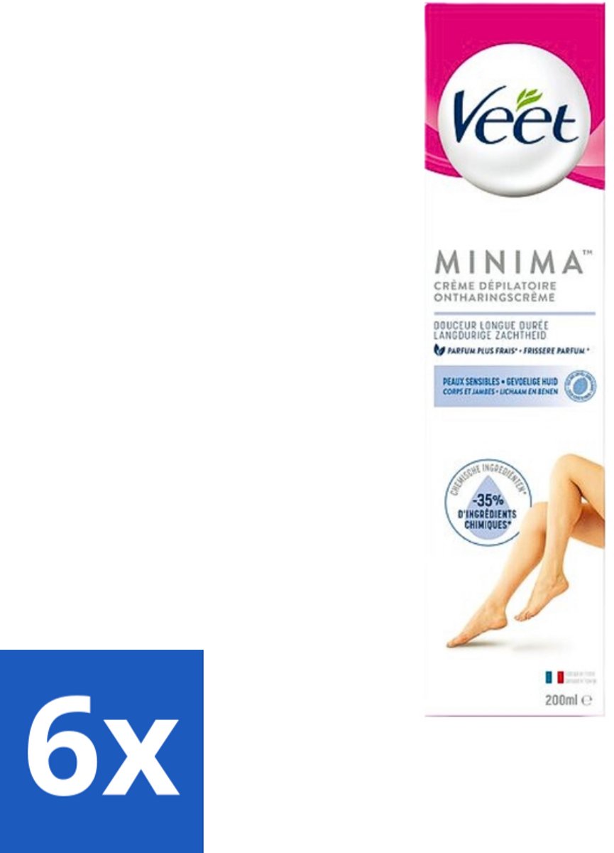 6 x Veet Minima - Ontharingscrème - Gevoelige Huid - Frisse parfum - 200ml - Ontharingscrème - Veet - Gevoelige Huid - Ontharen - Zachte Huid