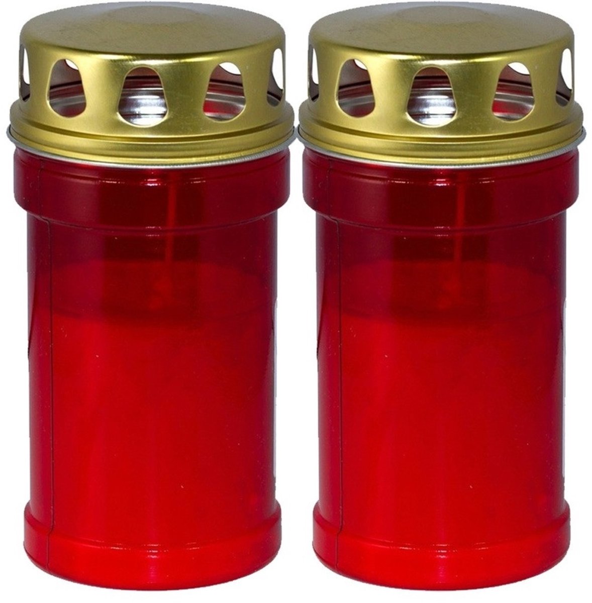 Trend Candles grafkaars - 2x - gedenklicht met deksel - rood - 7 x 14 cm - 2,5 dag - Gedenkkaars - Graflicht/herdenkingslicht