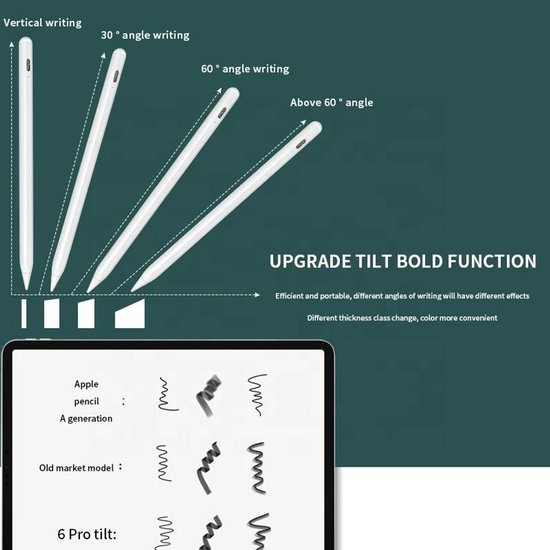 Capacitieve iPad-pen met batterij-indicator en snel opladen van Merkloos — afbeelding 5