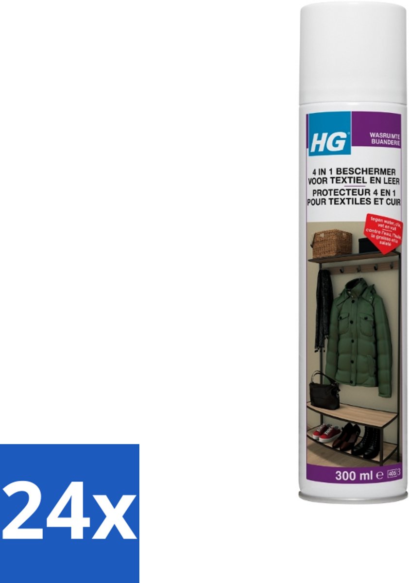 24 x HG 4 in 1 Beschermer Voor Textiel 300 ml - Textielbeschermer - Vlekkenwerend - Waterafstotend - Stofbescherming - HG