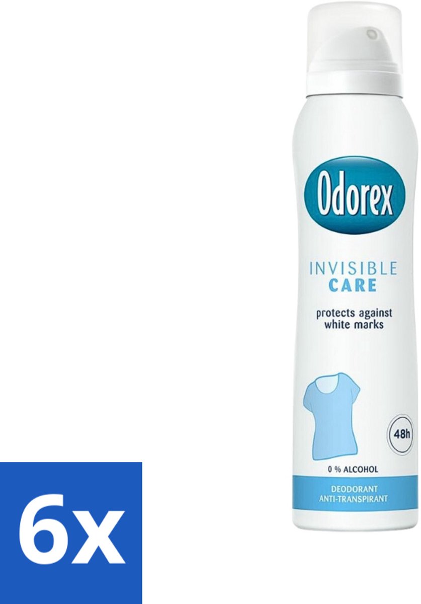 6 x Odorex Deodorant Spray Invisible Care 150 ml - Onzichtbare Bescherming - Deospray - Zweetvermindering - Geurvermindering - Huidvriendelijk