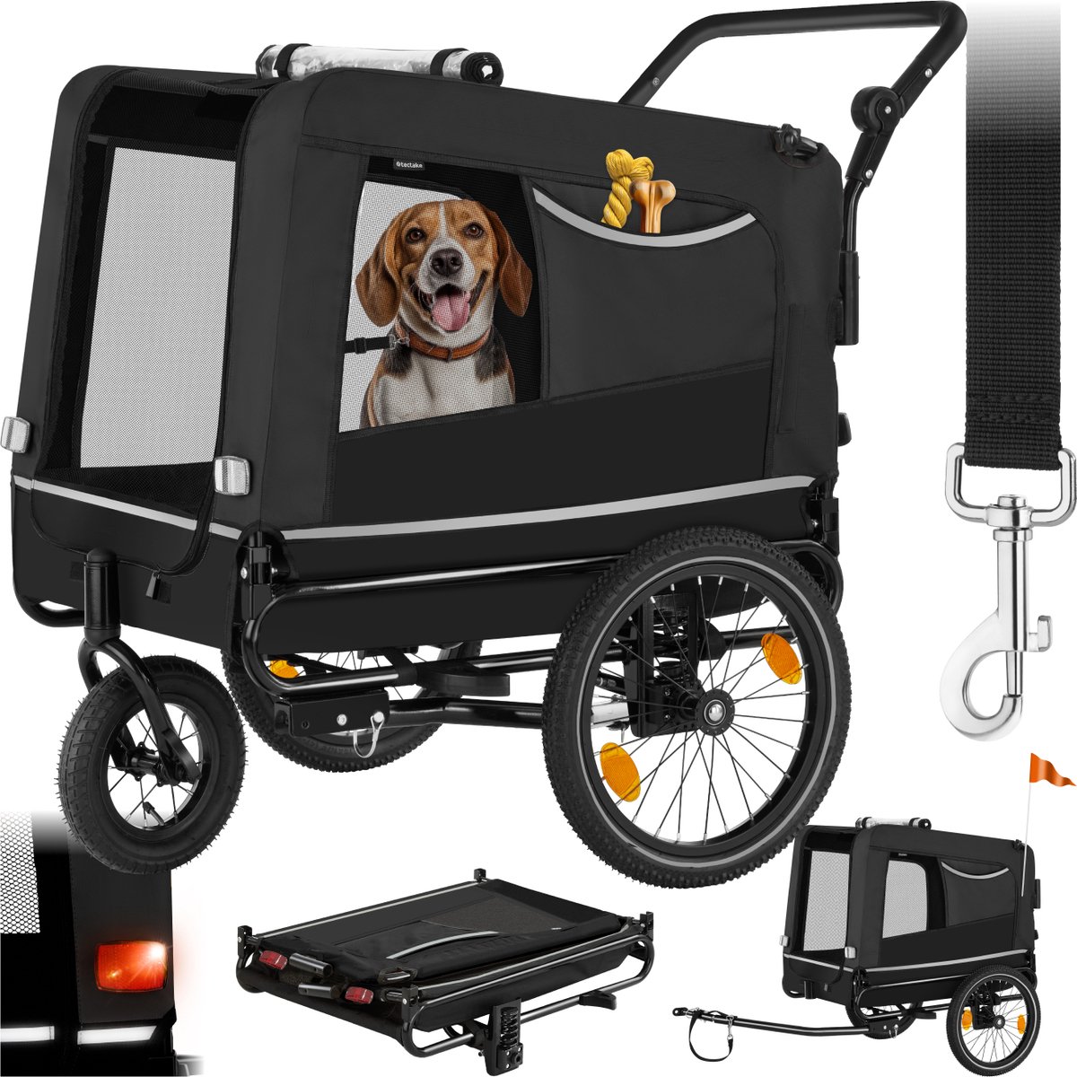 tectake Hondenkar 3-in-1 met joggerfunctie