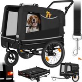 tectake® Hondenkar - Huisdierenkar - 3-in-1 - Honden Aanhanger - Hondenbuggy - Dierenkar - Fietskar - Fietsaanhanger voor Hond - Zwart - tot 40kg - Opvouwbaar - met Vlag & Reflector