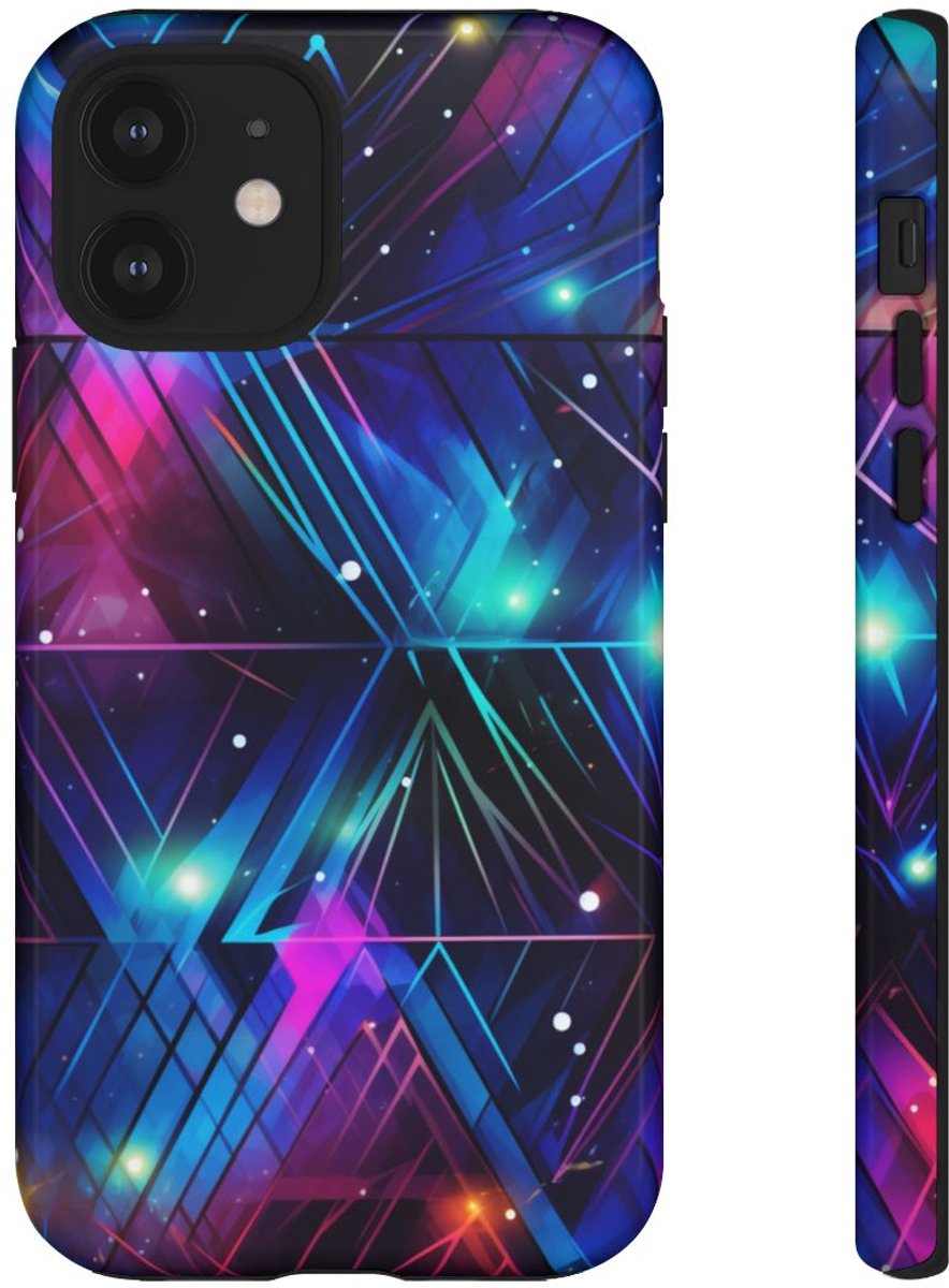 Geometrisch Neon Aurora Abstract – Telefoonhoesje Geschikt voor iPhone 12