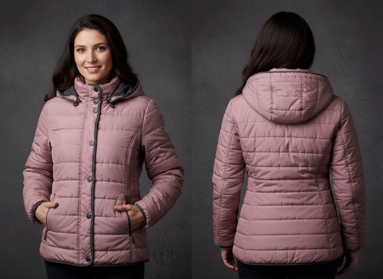 Valino Merk Dames Winter Outdoor Jas – Roze Maat 46 - Waterdicht - Ademend - Winddicht - Gewatteerd - Capuchon -