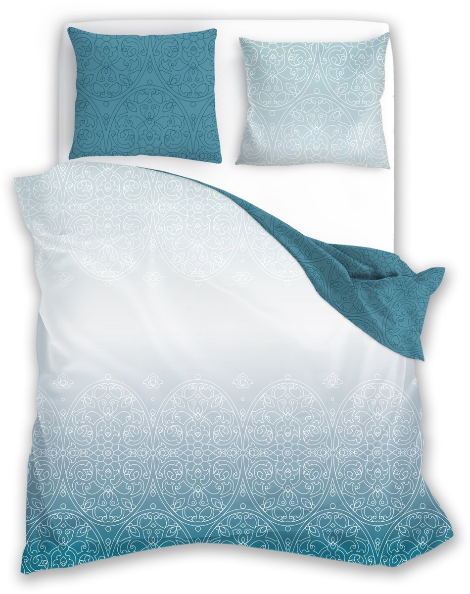 Faro Milagro Verde Satijnen Dekbedovertrek Set 140x200 cm Blauw