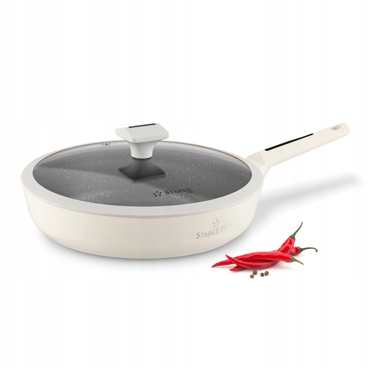 Starke Pro Brule Inductie Koekenpan met Deksel 28cm - Marmeren Coating