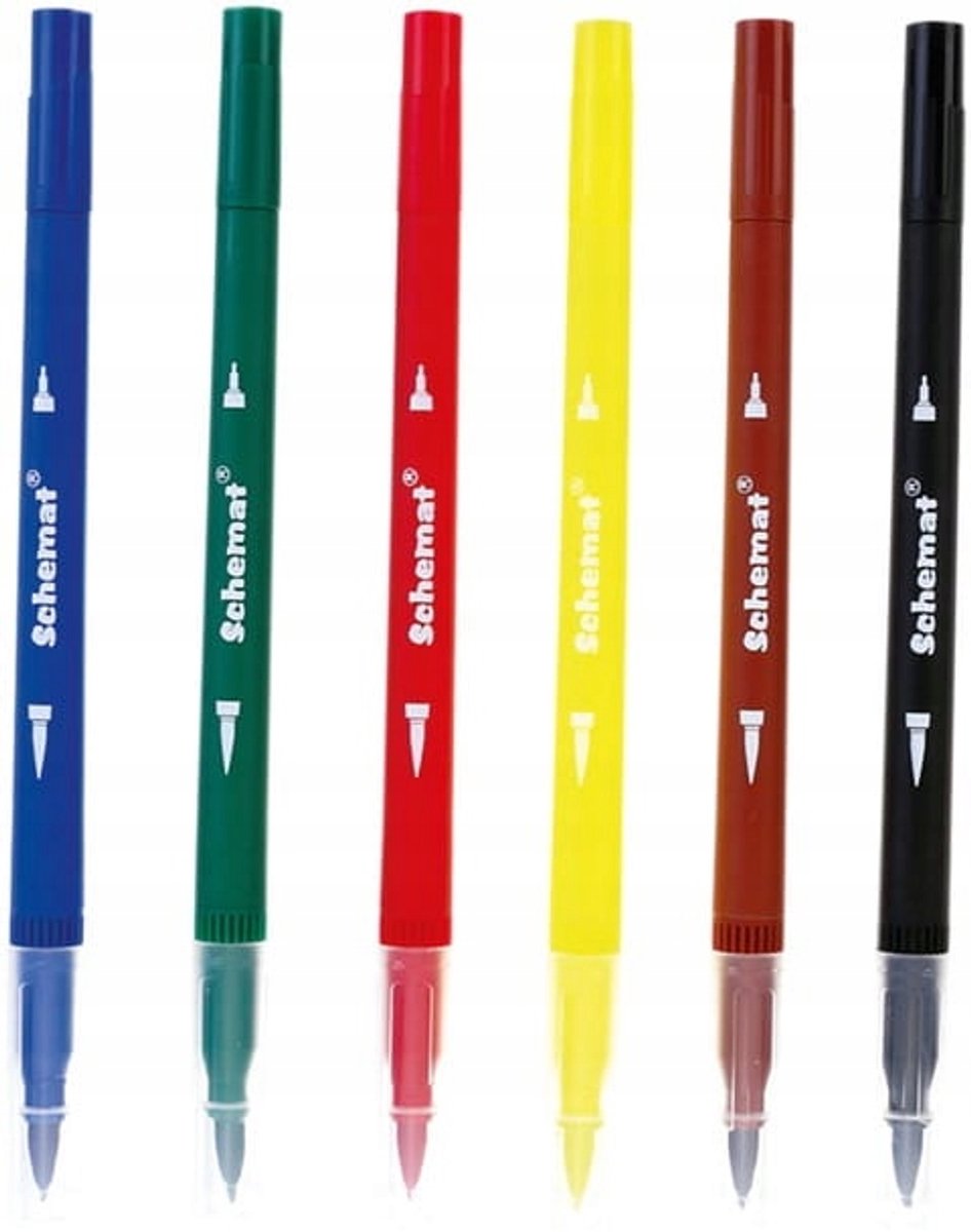 Dubbelzijdige Stiften & Fineliners - 6 Kleuren
