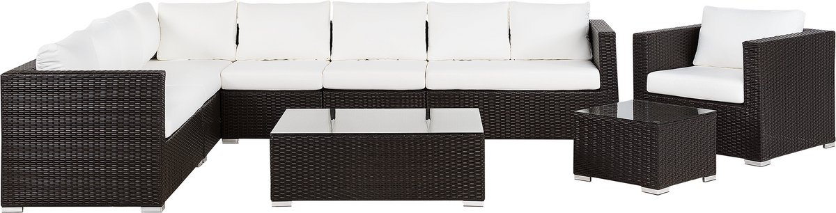 Beliani XXL - Loungeset voor 8 - Donkerbruin - PE rotan