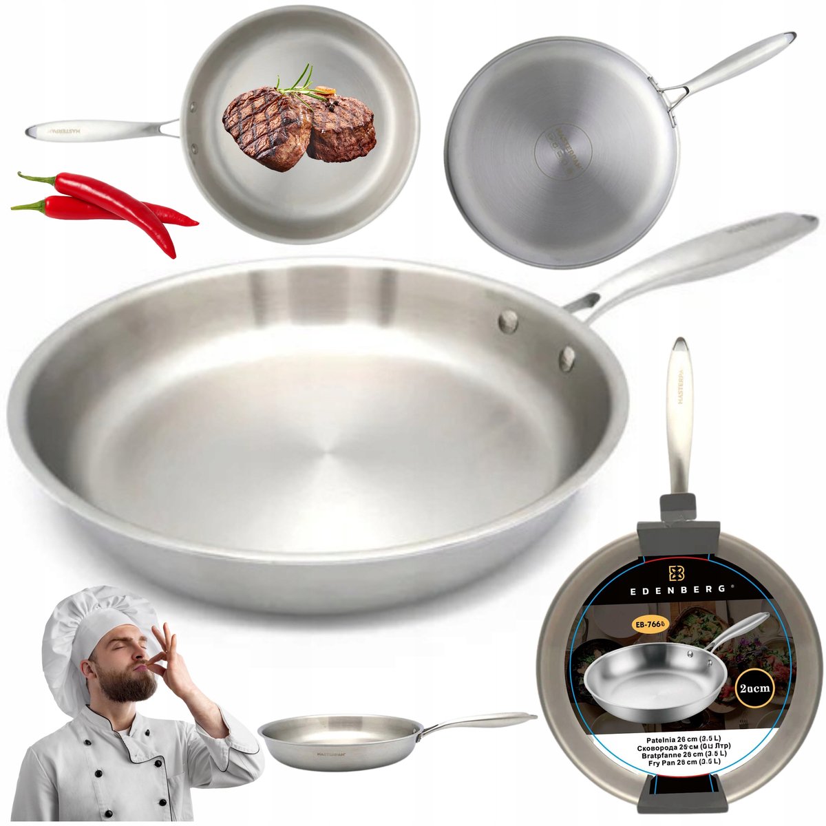 Professionele RVS Koekenpan 26cm - Gas & Inductie