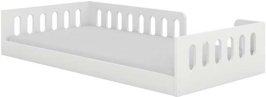 ZONEKIZ Kinderbed van 3 tot 6 jaar, 143 x 74 x 55 cm, wolkendesign, inclusief lattenbodem, moderne slaapkamer, roze