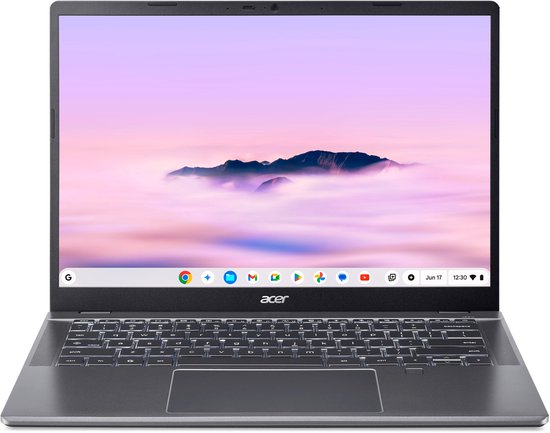 Acer Chromebook Plus 514 CBE594-2LT-TCO-351J Intel Core 3 100U 35,6 cm (14") Touchscreen WUXGA 8 GB LPDDR5-SDRAM 256 GB SSD Wi-Fi 7 (802.11be) ChromeOS US International Grijs