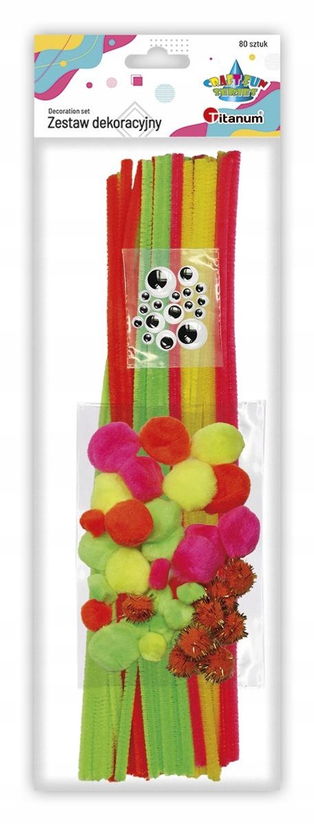 Titanum Neon Knutselset: Chenilledraad, Pompons & Oogjes