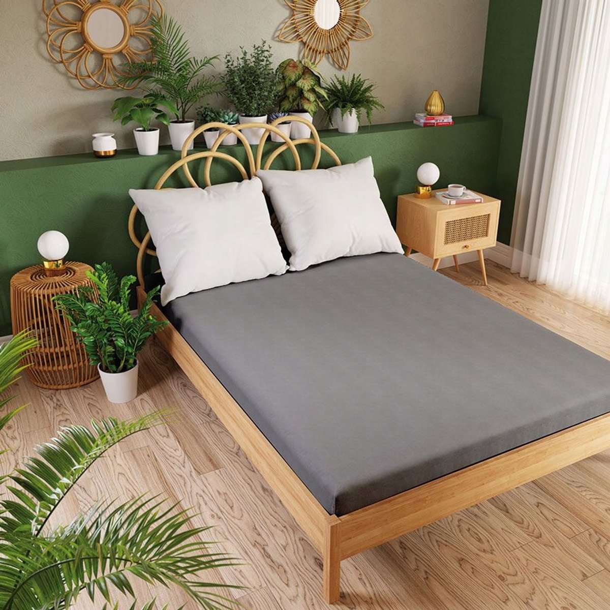 DREAMY PREMIUM Jersey Hoeslaken met Elastiek - Donkergrijs 220x200cm