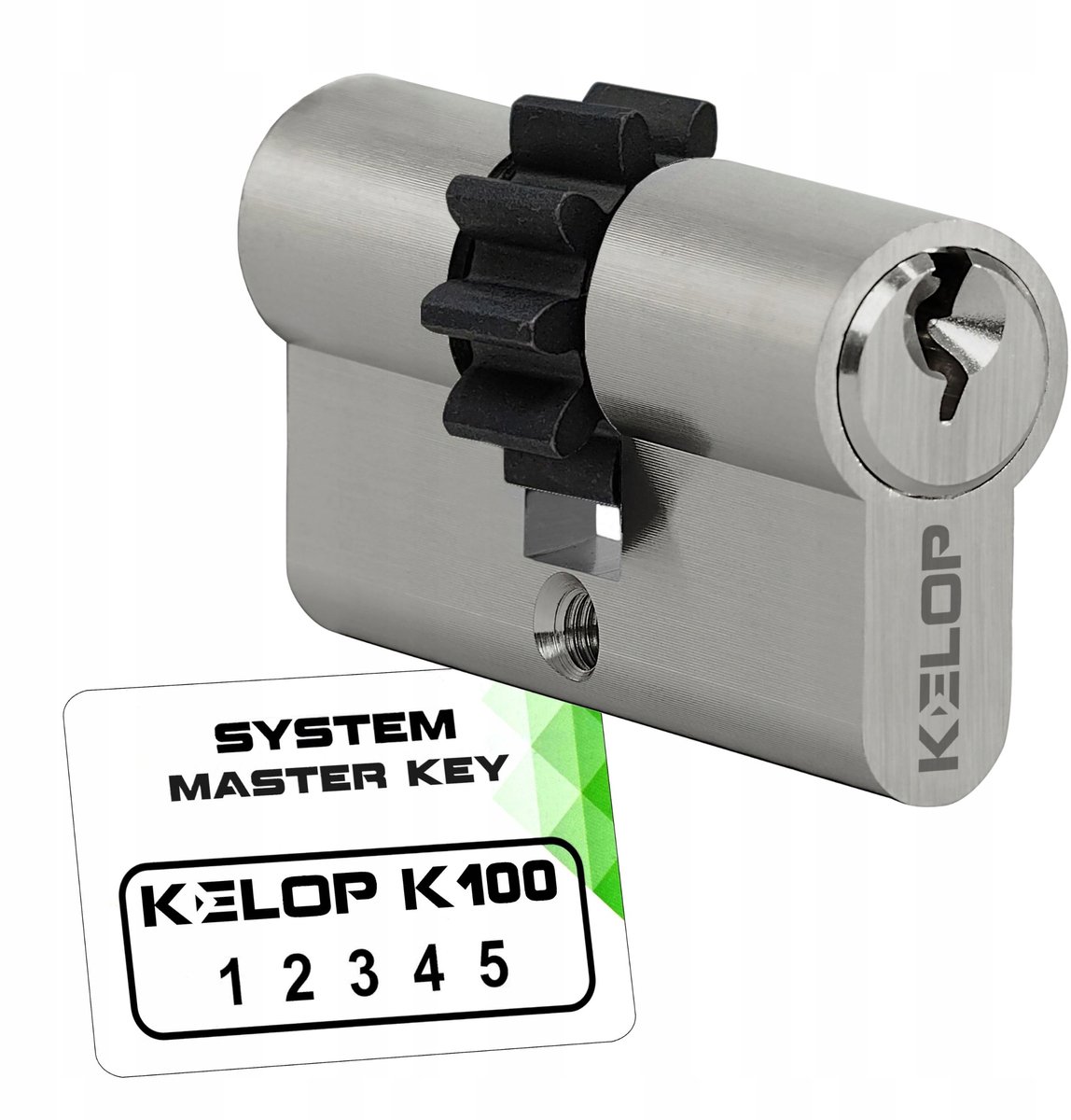 Kelop K100 Cilinder 30/50mm Nikkel met Tandwiel - Master Key Systeem