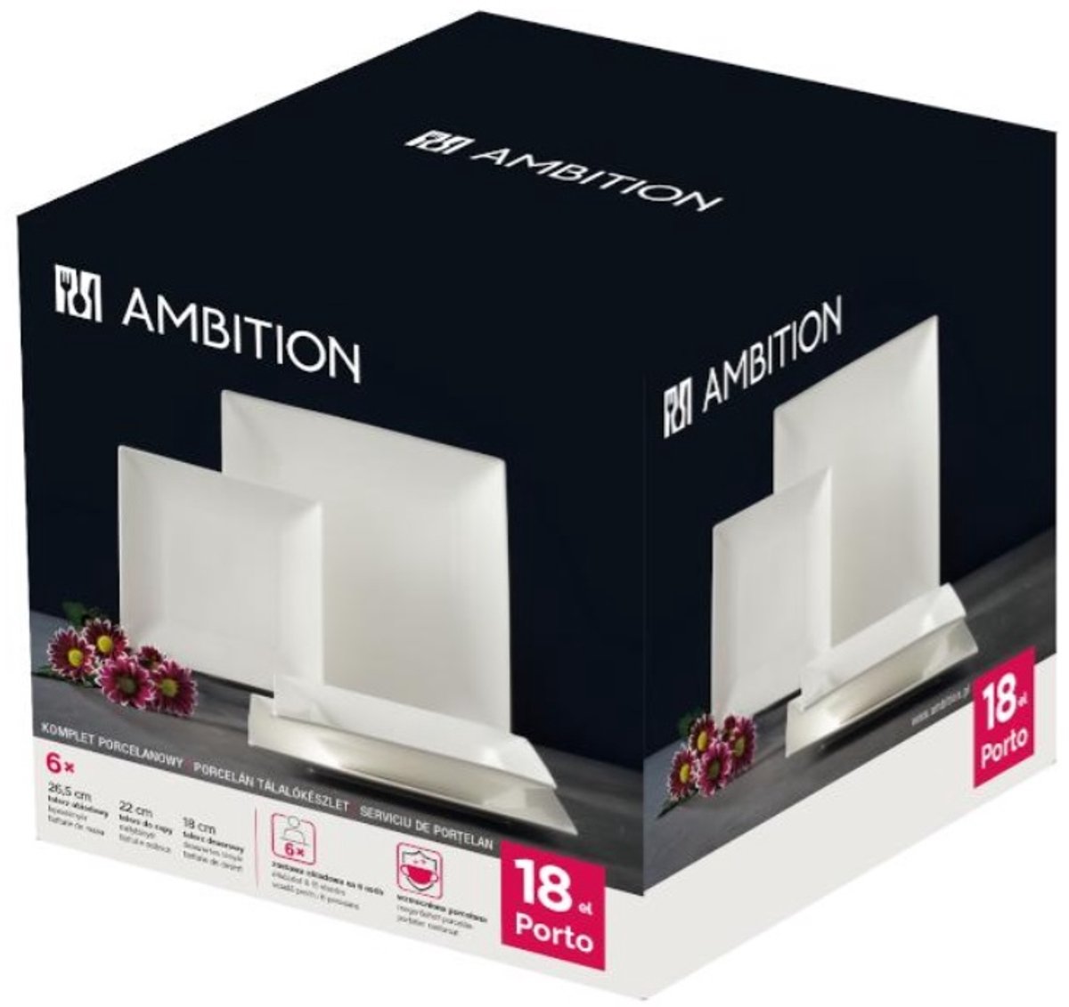 Ambition Porto Servies 18 Delen - Elegant Porselein, Wit
