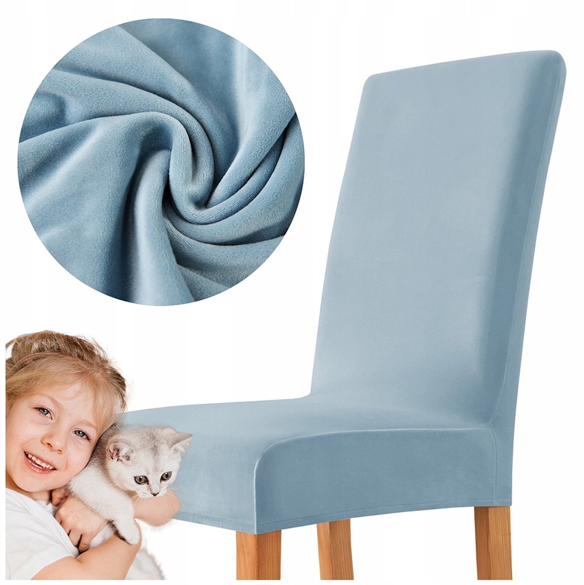 Dikke Velours Stoelhoes Lichtblauw - Comfort & Stijl