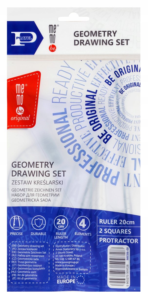 MemoBe Pratel Geometry Set 4 Verdeel met Liniaal 20cm