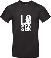 Heren shirt zwart maat XS met de afbeelding van "loser".