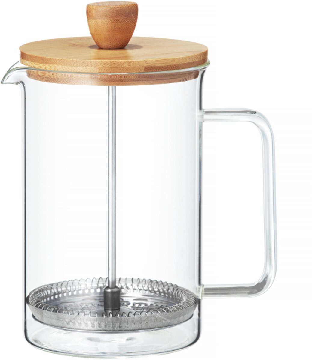 Ambition Nordic Glazen Koffiezetter/Theemaker 600ml Bamboe Deksel
