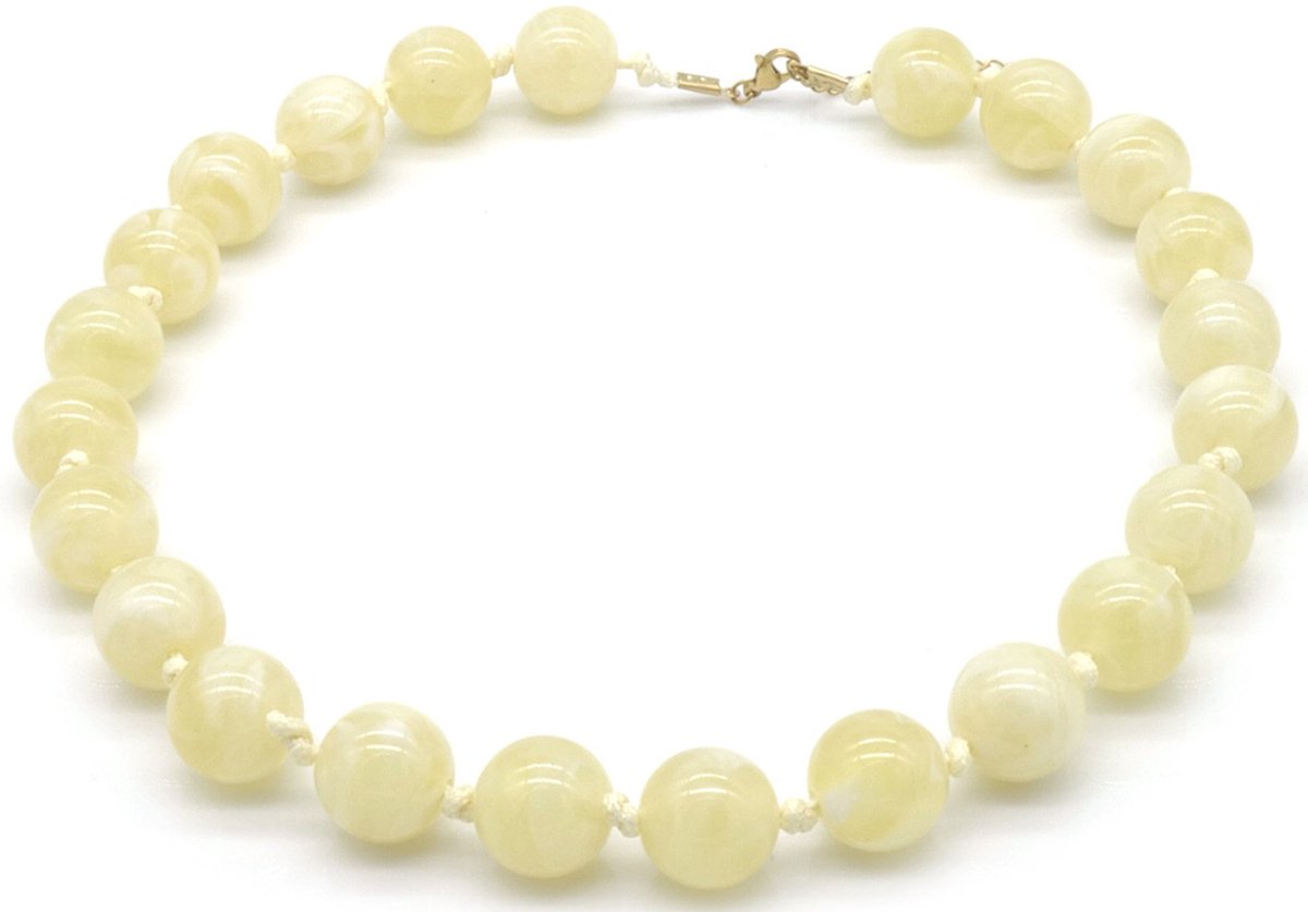 Ketting met acryl kralen - beige - 47-55 cm - dames - tijdloze stijl