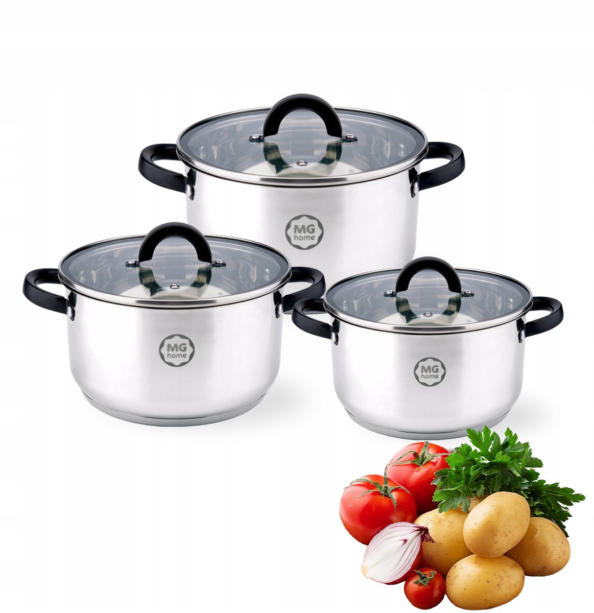 MG Home Black Pannenset 6 Delen - Roestvrij Staal
