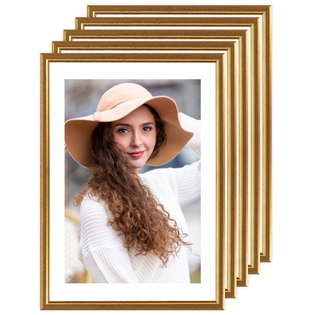 Gouden Houten Fotolijstset 10x15 cm (5 stuks)