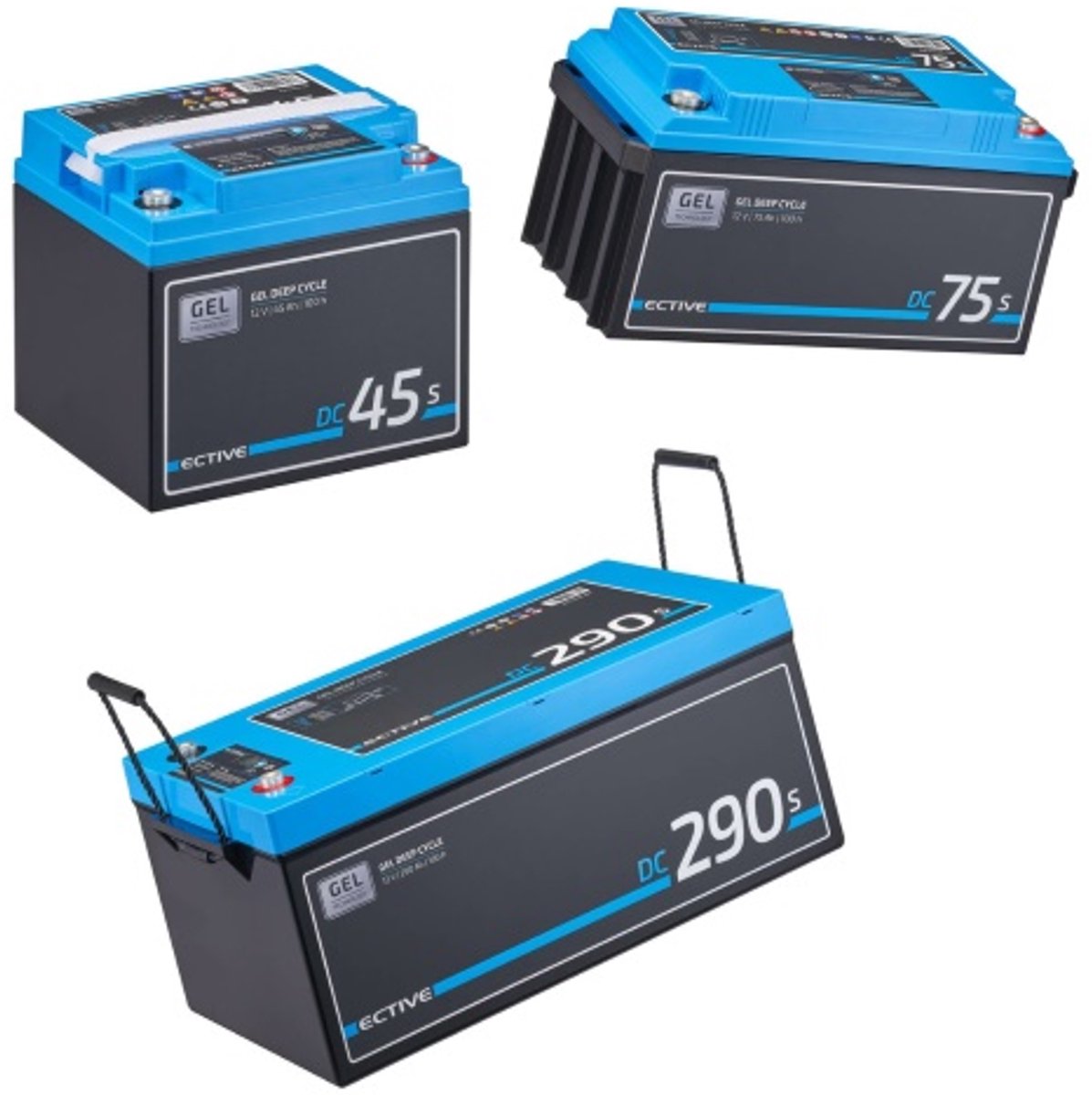 Accu gel 12V Ective DC serie S met LCD - grootste accu's alleen afhalen - DC 38S gel (38Ah)