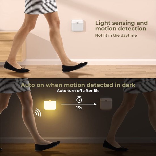 Bewegingssensor Nachlampje Oplaadbaar - Zelfklevende LED Kledingkast Verlichting - Warm Wit & Wit Licht - Voor Trap, Gang, Kast Als Veiligheidsverlichting van YZEDO — afbeelding 5