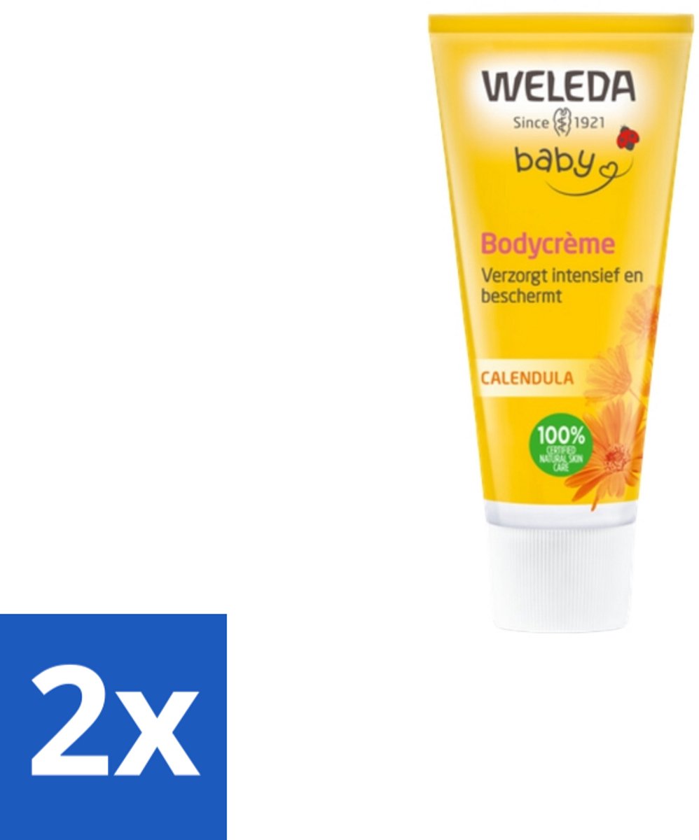 Image of 2 x WELEDA - Bodycrème - Baby & Kind Calendula - 75 ml - Babycreme - Babyverzorging - Natuurlijke Babycreme - Calendula Creme - Gevoelige Huid
