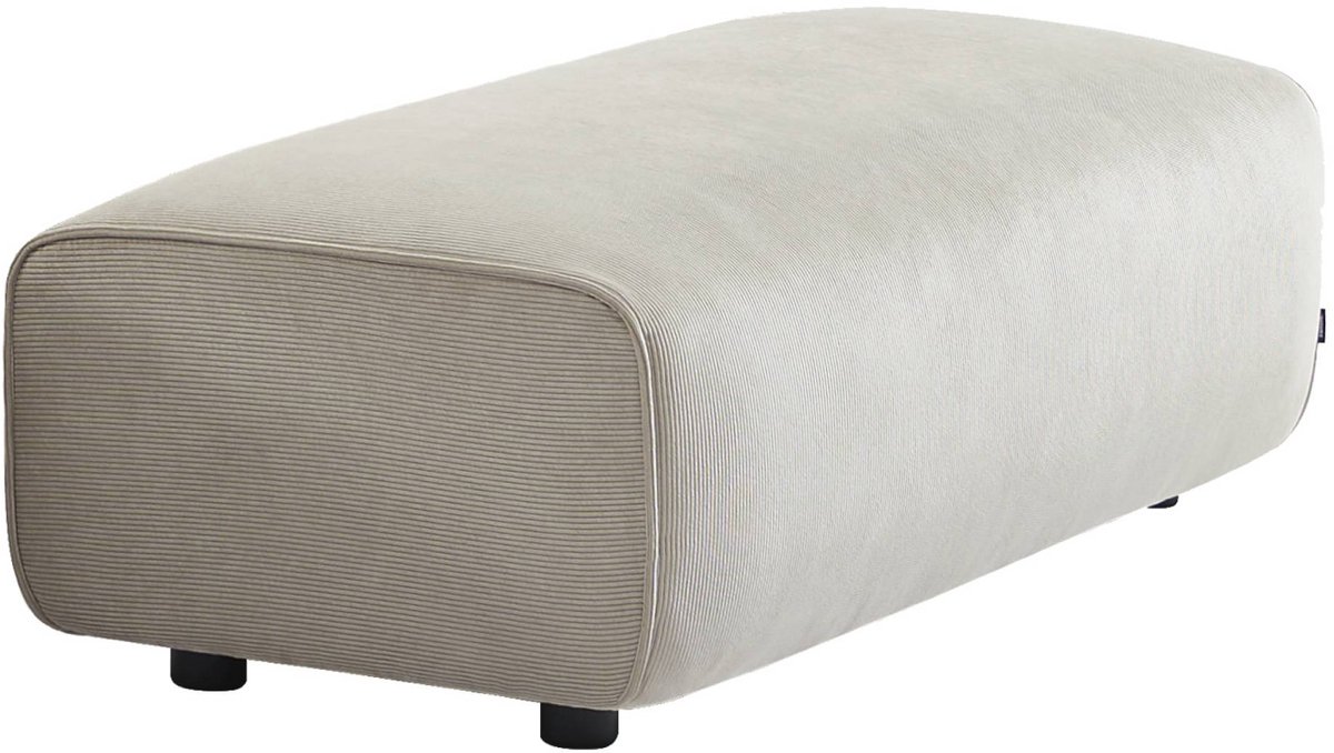 sweeek Poef, module voor bank, voetenbank voor hoekbank 2-zits in ribfluweel, l 123 x d 60 x h 41cm - wallas Greige