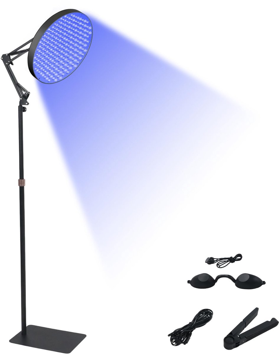 Unyqoos® Compact en verstelbaar solarium met blauwe LED-lamp voor thuisgebruik