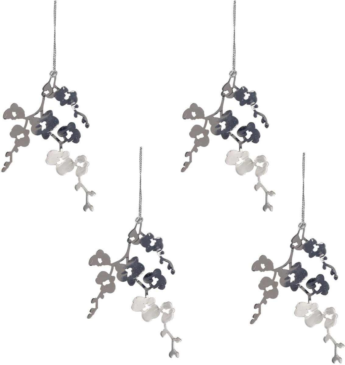 Zilveren orchidee kersthanger (set 4) - Pluto Design