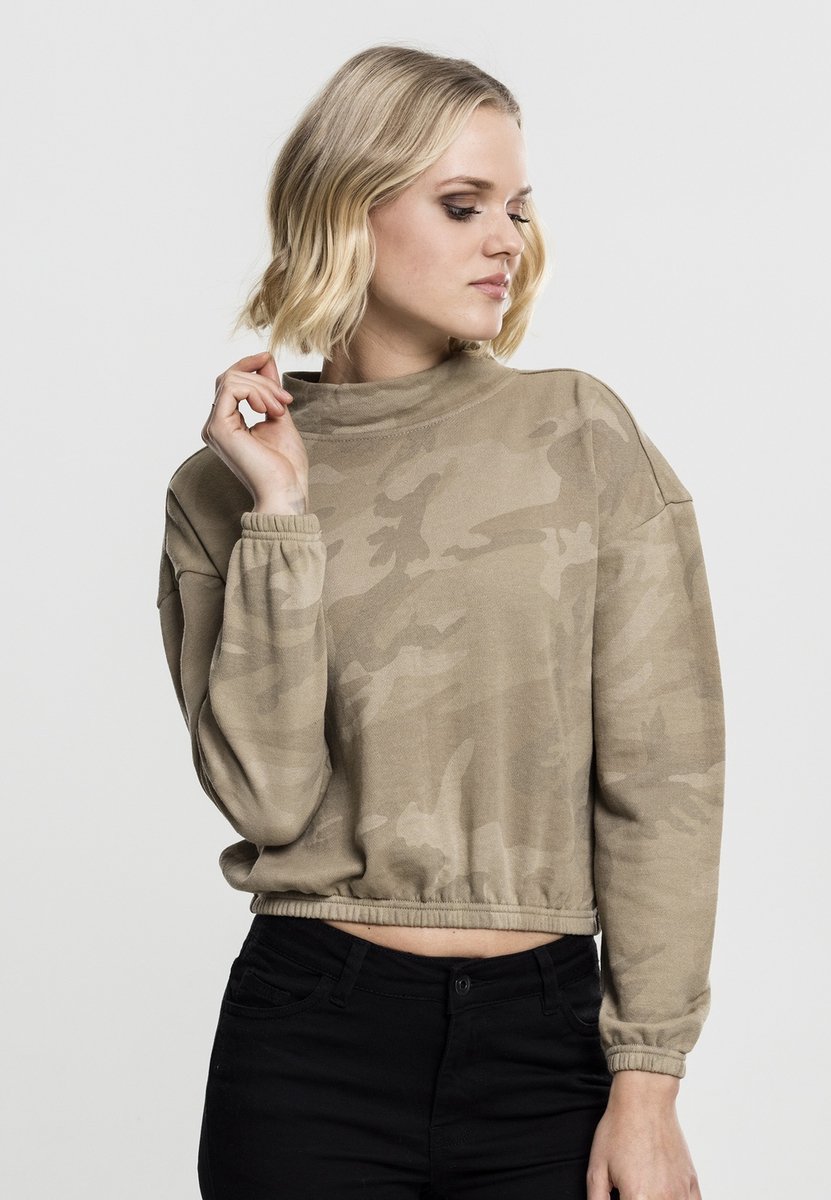 Urban Classics Camo Turtleneck Crew Crop Sweater/Trui XS Beige