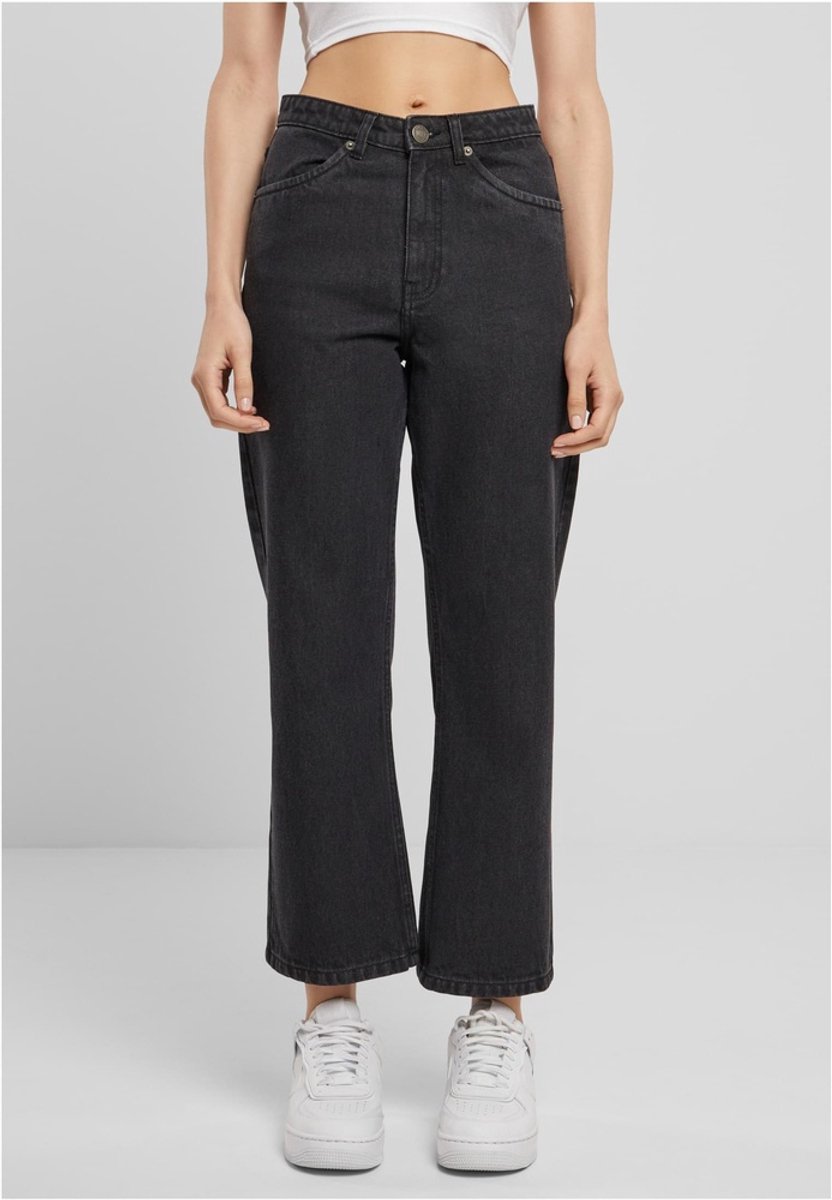 Urban Classics Cropped Straight Leg Broek rechte pijpen Taille 26 inch Zwart