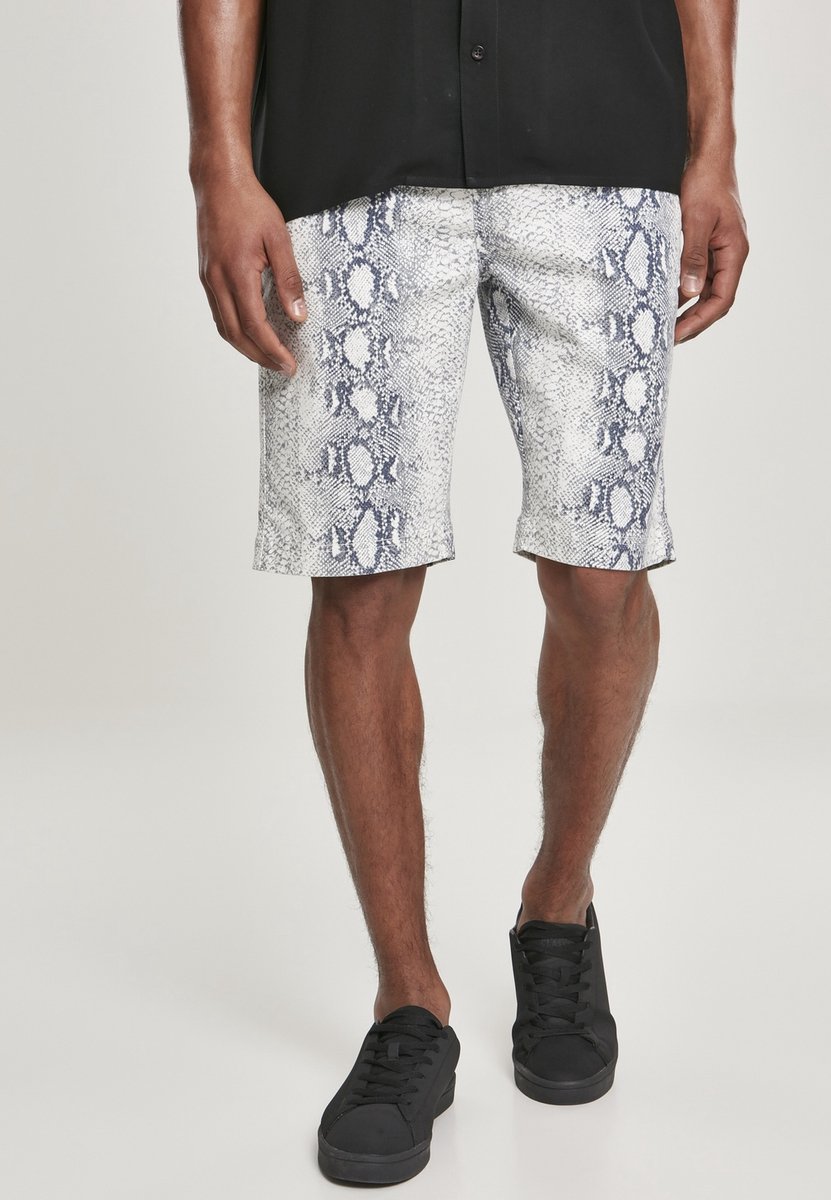 Urban Classics AOP Stretch Korte broek Taille 32 inch Wit