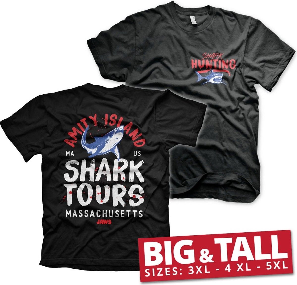 Jawsit- en Island Shark-tour Big & Tall T-shirt zwartrs