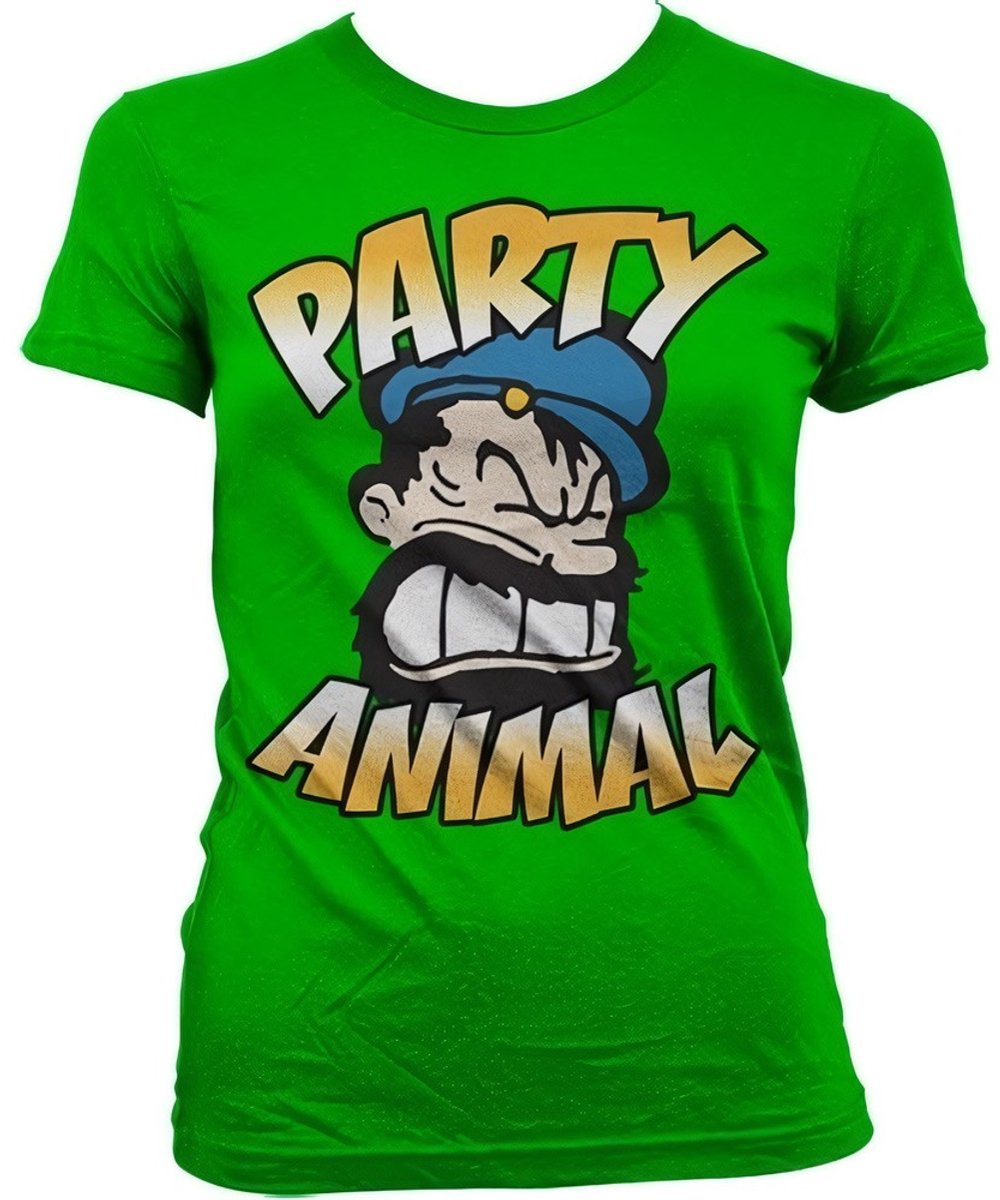 Popeye Brutos Party Animal Girly T-shirt voor dames, groen
