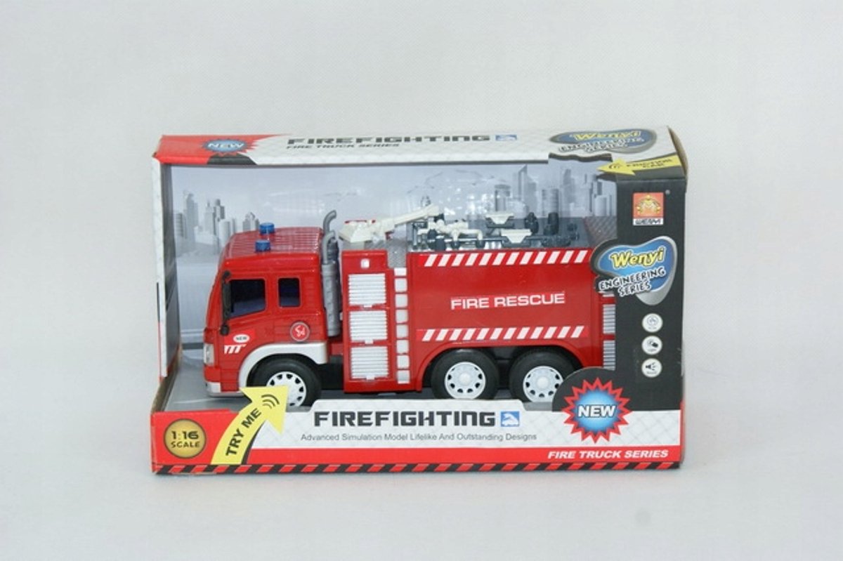 Brandweerwagen Speelgoedauto met Geluid en Licht, 1:16