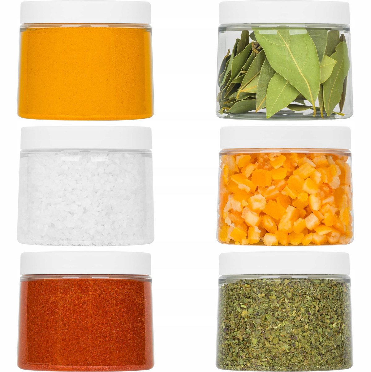 Set van 6 Transparante Bewaarpotten 200ml met Witte Deksel