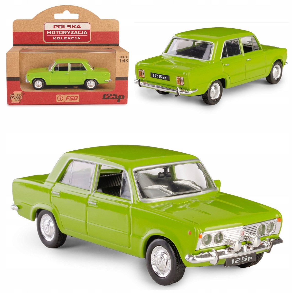 Fiat 125P PRL Model Auto 1:43 Groen - DAFFI Collector