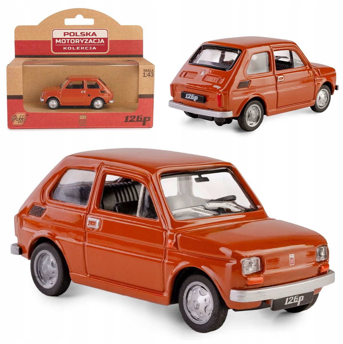 Fiat 126p Maluch Modelauto 1:43 Bruin - PRL Collectie