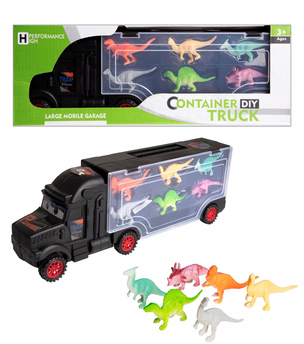 Dino Vrachtwagen Speelgoed met 6 Dinosaurus Figuren en Koffer