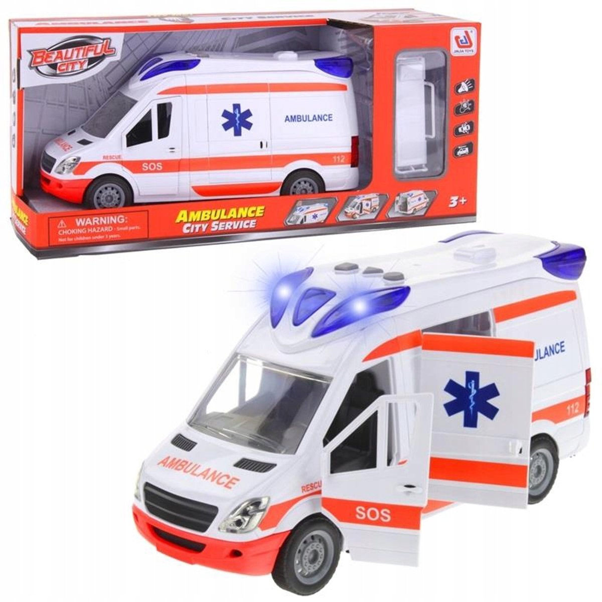 Ambulance Speelgoed met Licht en Geluid, Inclusief Brancard