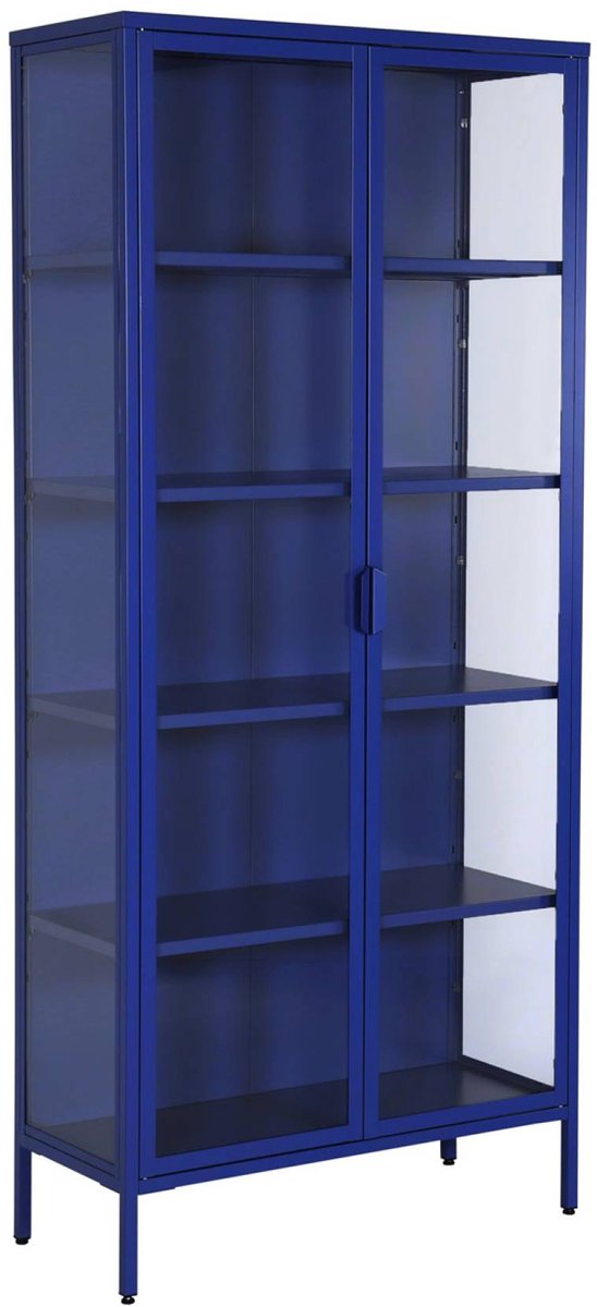 sweeek - Vitrinekast gehard glas en staal 2 deuren 4 planken 180cm - arkansas