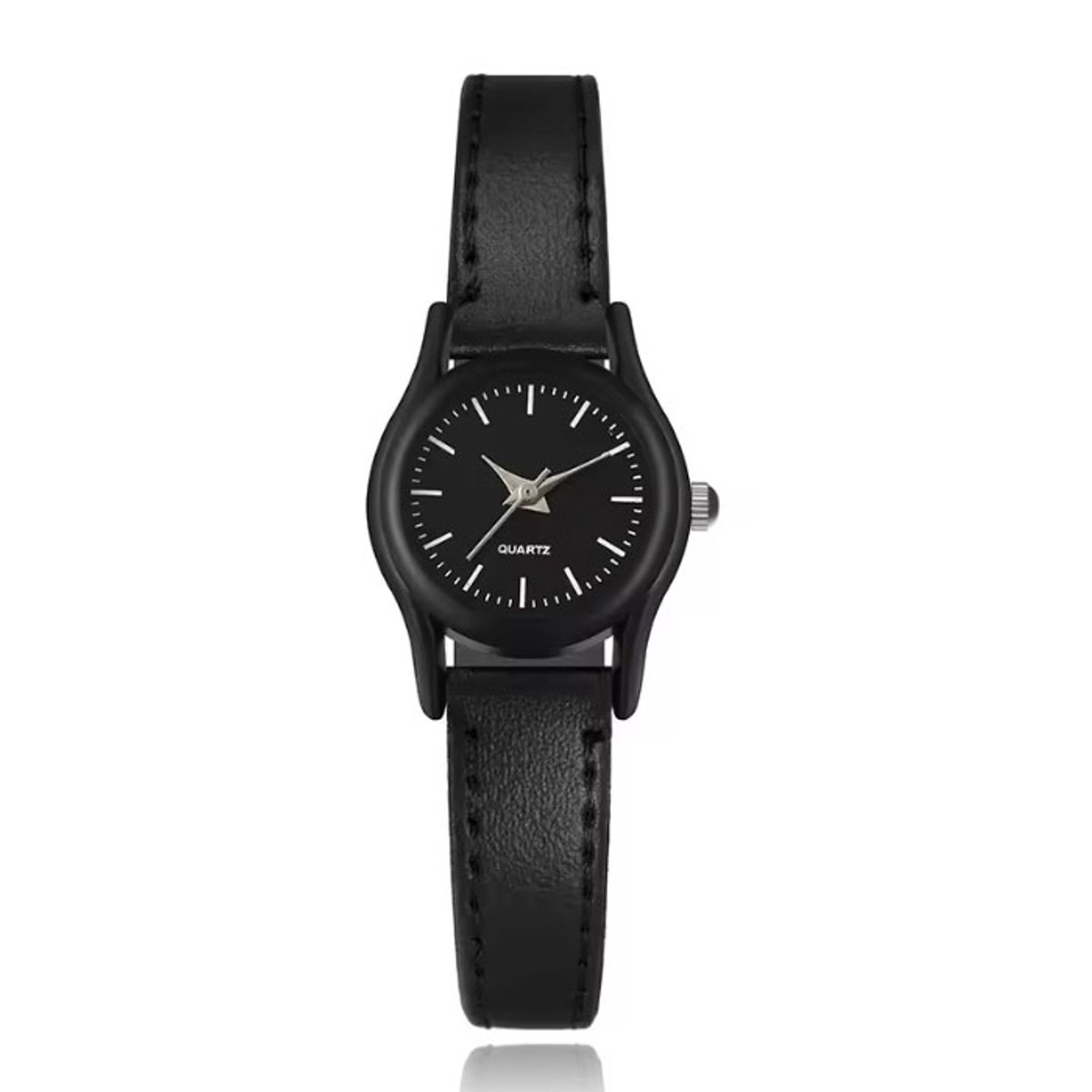 Elegant dameshorloge met zwart leren bandje - Minimalistisch design