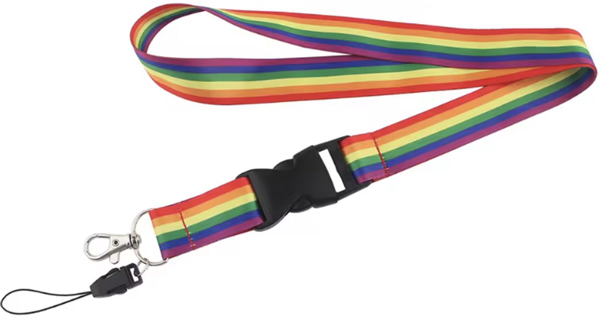 Regenboog keykoord - Key koord met regenboogkleuren - Sleutelhanger - Pashouder - 2 stuks - 50CM - Rainbow - CHPN
