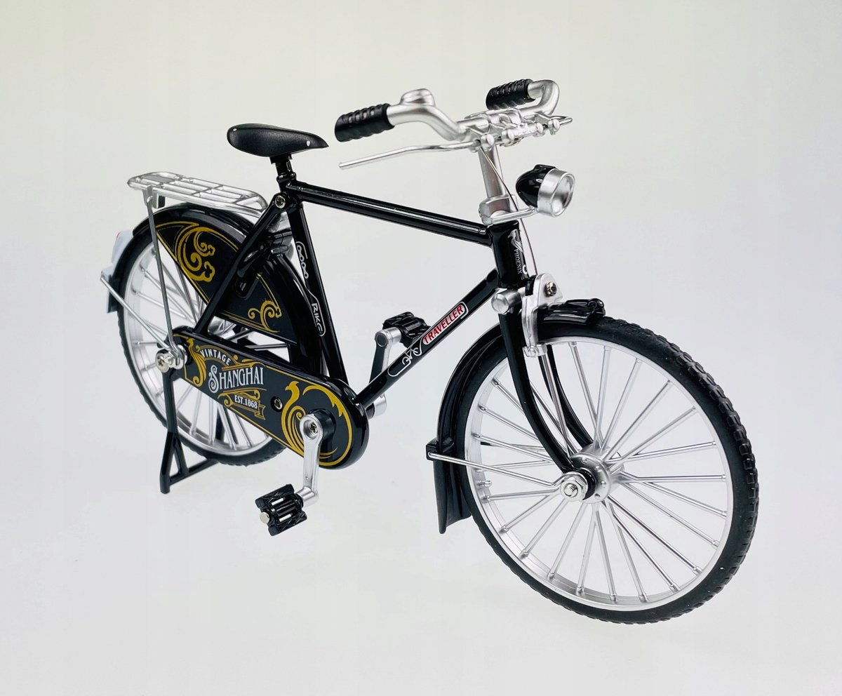 Retro Motorfiets Model 1:10 Metaal Zwart 17cm